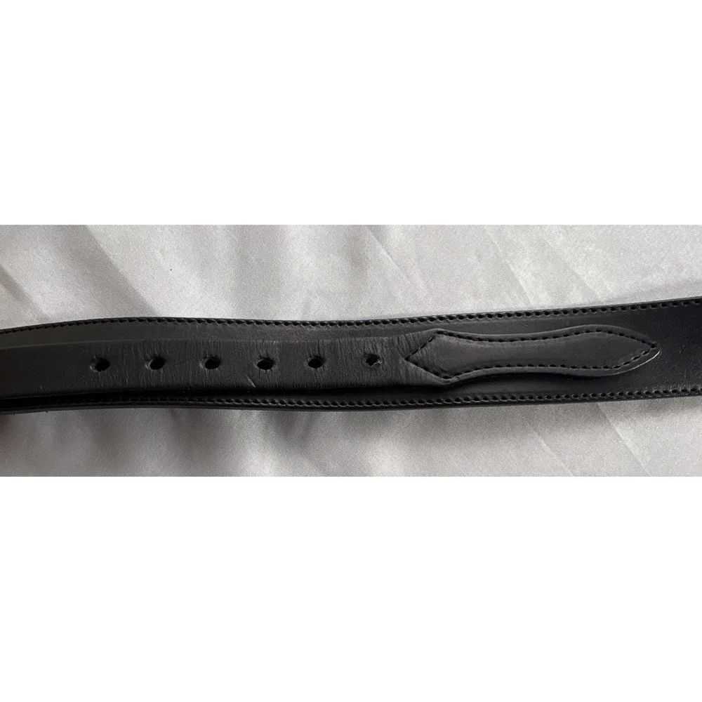 Bullhide Thick Sturdy Mens Black Leather Belt Size 48 Silver Buckle Made in USA
